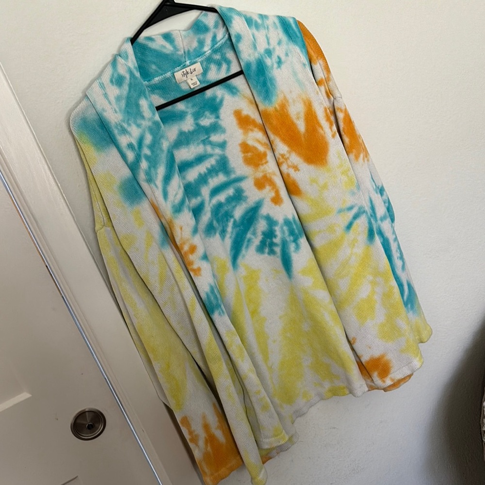 Tie-Dye Open Cardigan - Multicolor